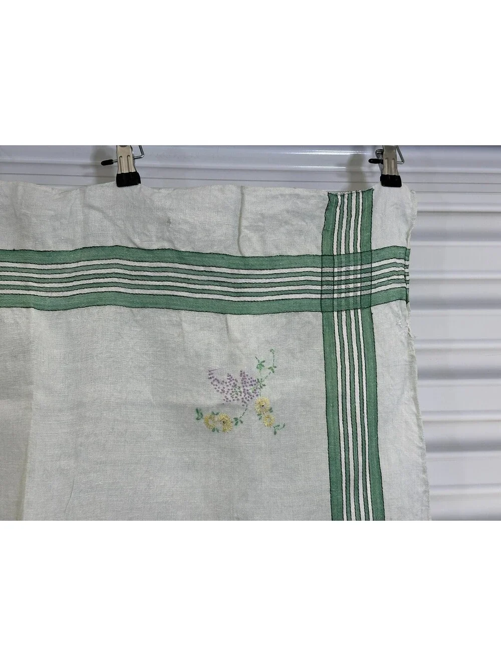 Vintage Embroidered Card Table Tablecloth Topper Floral Flowers READ LOOK Cutter